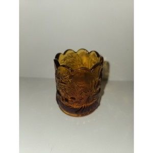L.G. Wright Wreathed Cherry amber toothpick holder